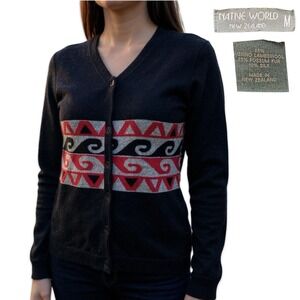 Native World Merino Possum Wool Silk Cardigan Medium New Zealand Vintage 90s